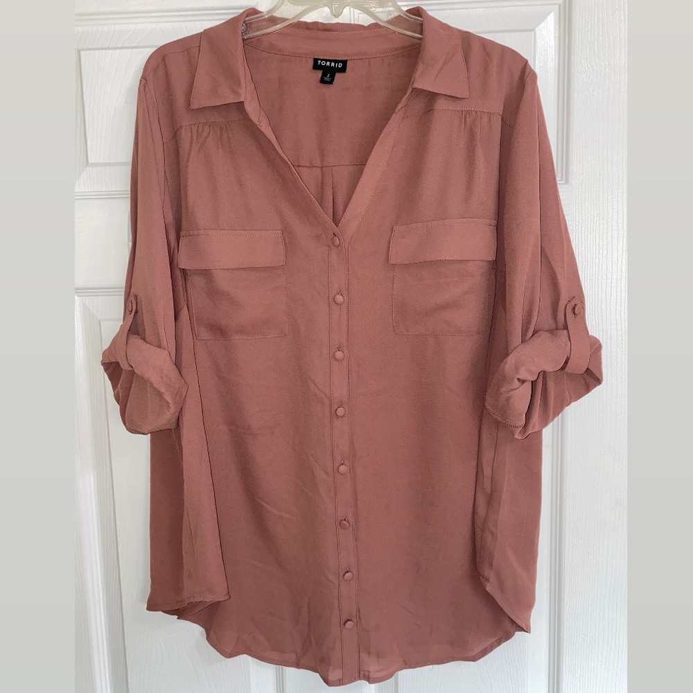 Torrid Walnut Georgette Button-Down Blouse - image 3